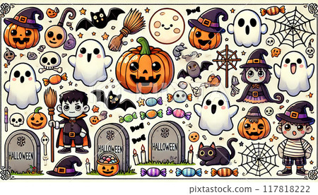 Cute Halloween illustration collection 3 117818222