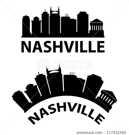 Nashville city skyline silhouette. Nashville skyline sign. Tennessee Usa Landscape City Design. flat style. 117818360