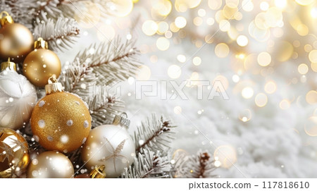 Gold And White Christmas Ornaments 117818610