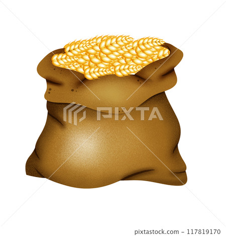 Wheat sack in Autumn illustration Wheat sack in Autumn illustration 117819170