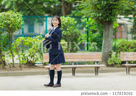 High school girl in the park High school girl in the park 117819202