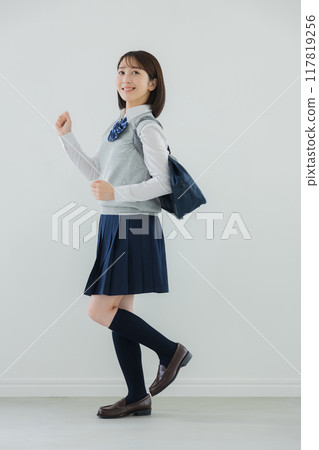 High school girl doing a fist pump 117819256