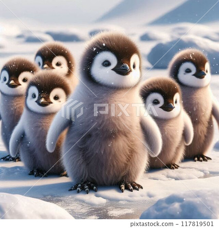 Baby penguin waiting for mom 117819501