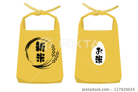 收割稻米和新稻，米袋插圖集 117820024