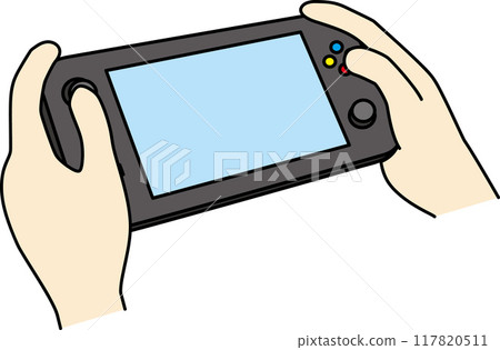 逼真的手玩手提遊戲機的插畫素材 117820511