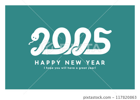 2025蛇年新年賀卡模板插圖蛇年可愛時尚簡約設計新年賀卡 117820863