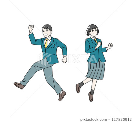 Full body illustration set of students jumping 117820912