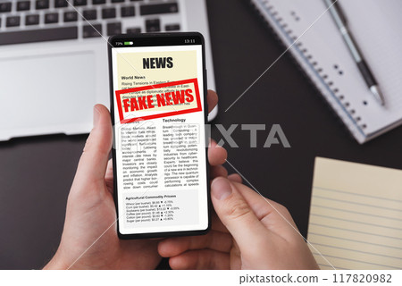 Fake news on internet, mobile app Fake news on internet, mobile app 117820982