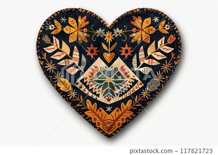 Heart-shaped sticker with a Navajo embroidery pattern 117821723