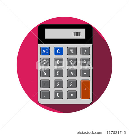Basic calculator with set of digits Flat design. EPS 10 vector illustration. 117821743