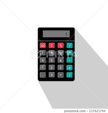 Basic calculator with set of digits Flat design. EPS 10 vector illustration. 117821744