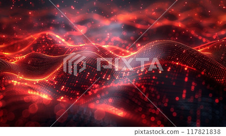 Abstract red and black digital wave 117821838