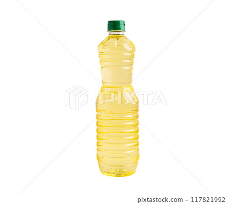 Vegetable oil inbottle isolated on white background with clipping path. 117821992