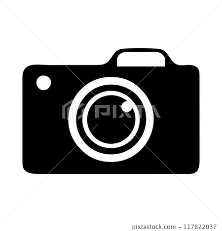 Camera tripod icon stands on a special front view, Old and New black  white. Movie video vector illustration, Cinema camera icon. 117822037