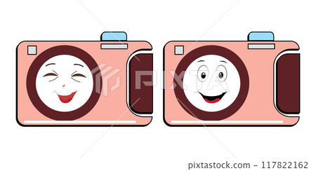 Camera Retro Mascot Character cartoon, camera mascot is smiling and with thumbs up. Vector hand drawn illustration Camera Retro Mascot Character cartoon, camera mascot is smiling and with thumbs up. Vector hand drawn illustration 117822162