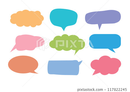Colorful speech bubble icon set to communication geometric graphic element, Illustrator vector. 117822245