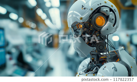 Cutting-Edge Robotic Arm in Modern Production Line 117822357
