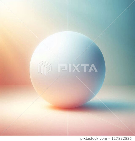 背景與溫暖的光線照耀在白色球體上 117822825