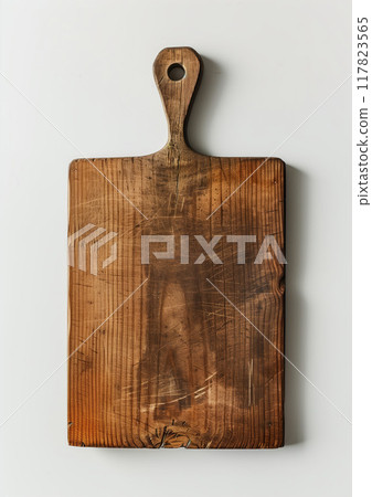 Natural wood cutting board mockup, ideal for showcasing kitchen tools and rustic home decor 117823565