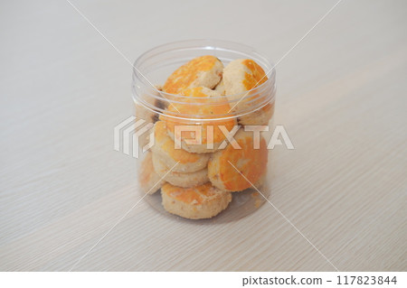 peanut cookies in a jar, closeup of photo peanut cookies in a jar, closeup of photo 117823844