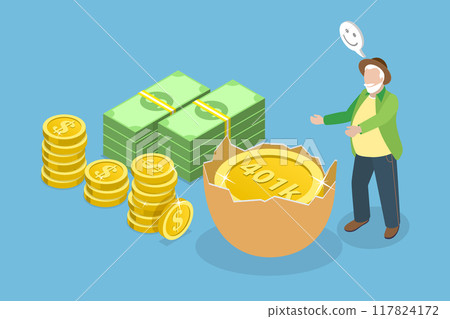 3D Isometric Flat Vector Illustration of Retirement 401K Investment, Pension Plan, Financial Success 3D Isometric Flat Vector Illustration of Retirement 401K Investment, Pension Plan, Financial Success 117824172