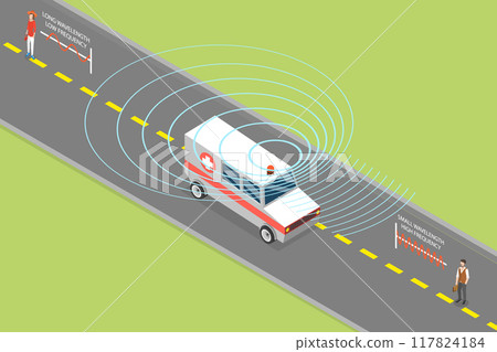 3D Isometric Flat Vector Illustration of Doppler Effect, Sound Source in Motion 117824184