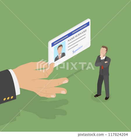 3D Isometric Flat Vector Illustration of License As Legal Document, Personal Identification Certificate 117824204