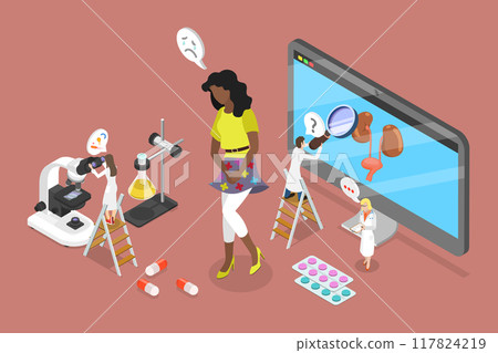 3D Isometric Flat Vector Illustration of Bladder Disease, Menopause, Woman health, Genital Infection 3D Isometric Flat Vector Illustration of Bladder Disease, Menopause, Woman health, Genital Infection 117824219