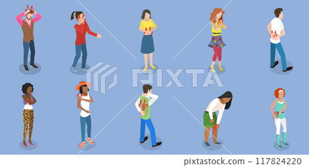 3D Isometric Flat Vector Set of Body Pain, Chronic Ache, Joint Inflammation, Headache 3D Isometric Flat Vector Set of Body Pain, Chronic Ache, Joint Inflammation, Headache 117824220