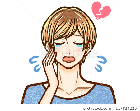 成年男子哭泣而悲傷的哭臉插畫素材4 117824229