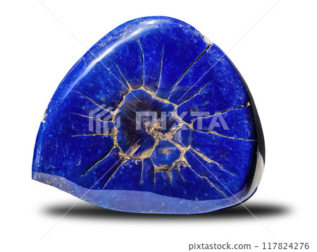 A polished, deep blue Lapis Lazuli gemstone with golden veins A polished, deep blue Lapis Lazuli gemstone with golden veins 117824276