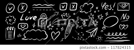 Doodle underline, stroke, highlight, emphasis set. 117824315