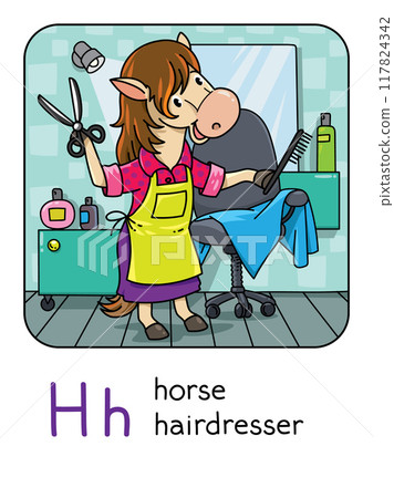 Horse hairdresser Animals with professions ABC. H 117824342