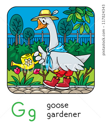 Goose gardener. Alphabet G. Profession animals ABC 117824343
