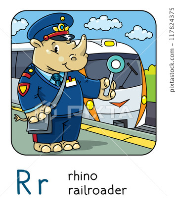 Rhino railroader Animals profession ABC Alphabet R Rhino railroader Animals profession ABC Alphabet R 117824375