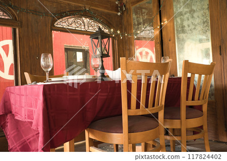 Dining car of a vintage American train Dining car of a vintage American train 117824402