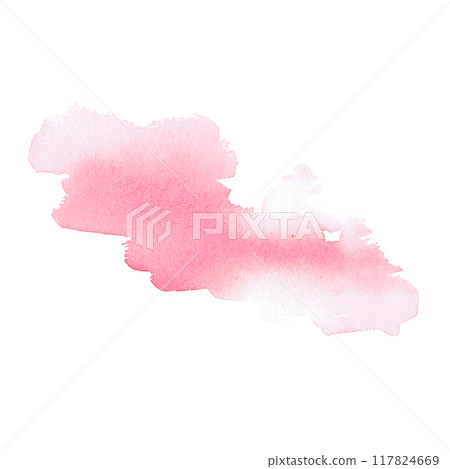 Blurred pink spot in a watercolor illustration. Drip for design of juicy products and backgrounds. Isolated from background 117824669
