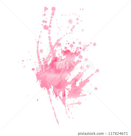 Bright pink splashes in a watercolor illustration. Spot for design of juicy products and backgrounds. Isolated from background 117824671