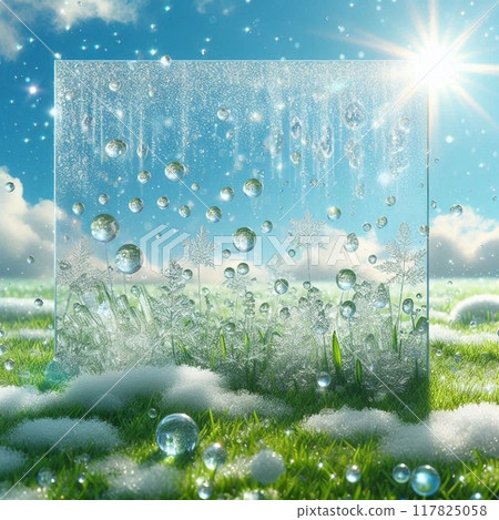 Blue sky and clouds reflected in a glass ball 117825058