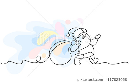 Santa Claus with a Bag of Gifts. Happy New Year and Merry Christmas decoration 117825068