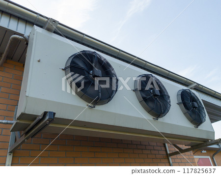 Industrial Air Conditioning Units on Building Industrial Air Conditioning Units on Building 117825637