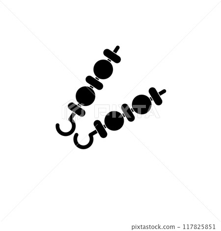 Shish Kebab on Skewers, BBQ Shashlik Solid Flat Vector Icon Isolated on White Background 117825851