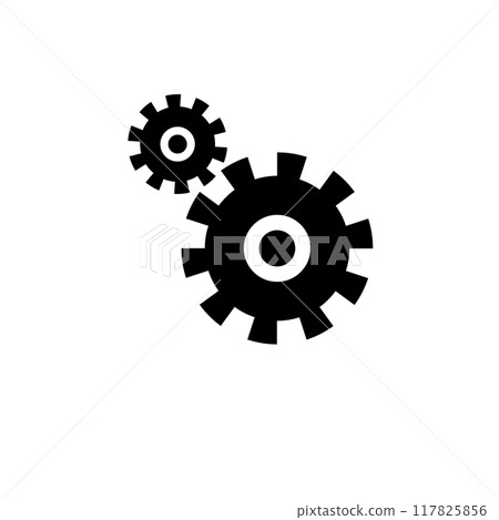 Transmission Cog Wheels Solid Flat Vector Icon Isolated on White Background 117825856