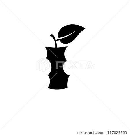 Apple Stub, Stump Solid Flat Vector Icon Isolated on White Background Apple Stub, Stump Solid Flat Vector Icon Isolated on White Background 117825863
