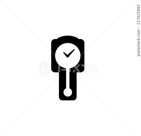 Classic pendulum wall clock icon in black and white. Ideal for vintage-themed designs Classic pendulum wall clock icon in black and white. Ideal for vintage-themed designs 117825882