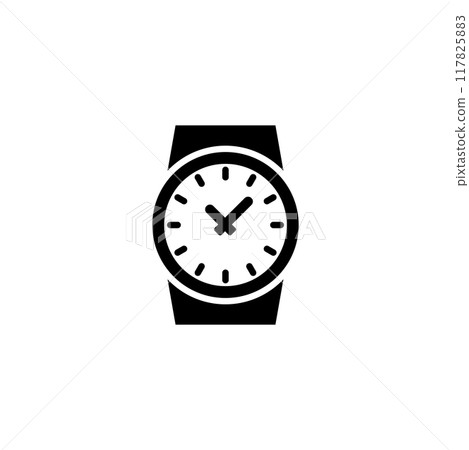 Classic wristwatch icon in black and white 117825883