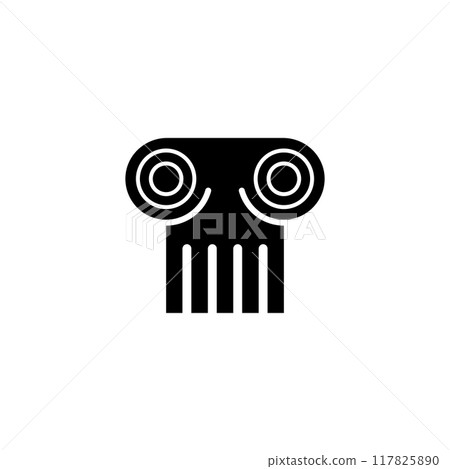 Classic Greek column icon in a minimalist black and white design 117825890