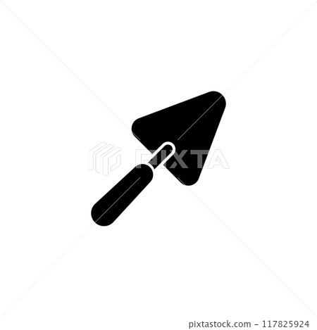 Black silhouette icon of a construction trowel Black silhouette icon of a construction trowel 117825924