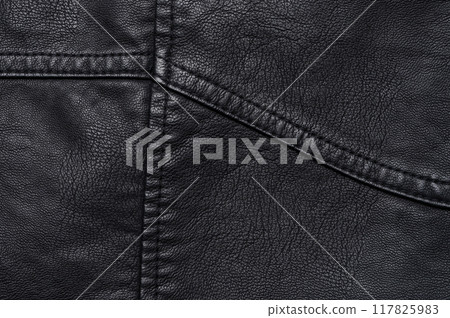 Stitched together black leather pieces 117825983