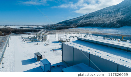 A gas measuring station site somewhere in Eastern Europe during winter 117826069